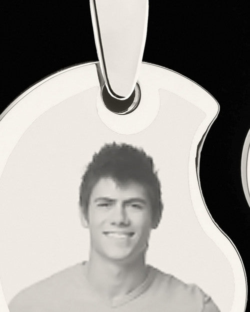Double Photo Engraved Heart Pendant Silver Plated