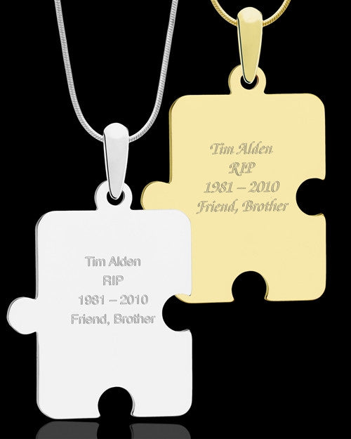 Photo Engraved Large Puzzle Pendant Gold Plated