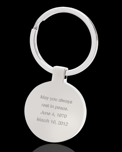 Photo Engraved Stainless Steel Round Cremation Keychain