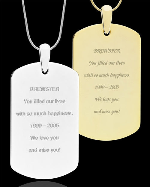 Photo Engraved Large Dog Tag Pet Pendant Stainless Steel