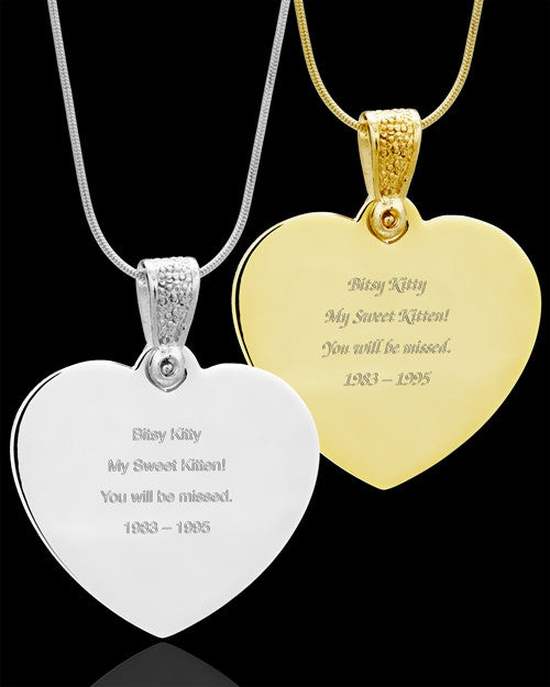 Photo Engraved Gem Heart Pet Pendant Stainless Steel