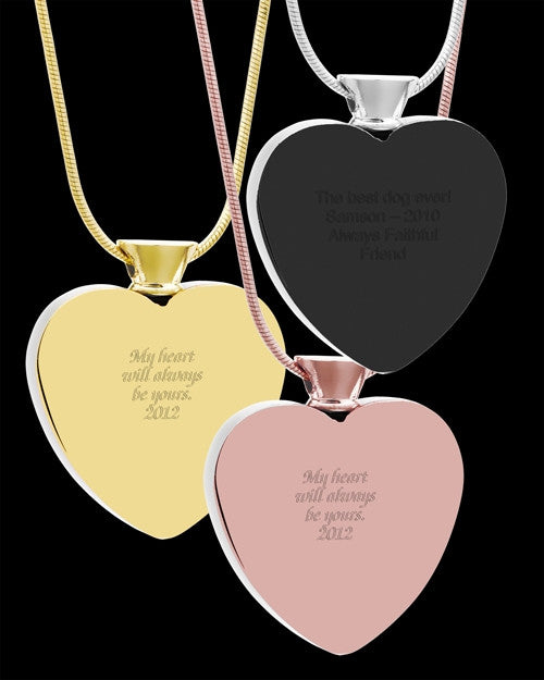 Photo Engraved Heart Stainless Cremation Pet Pendant