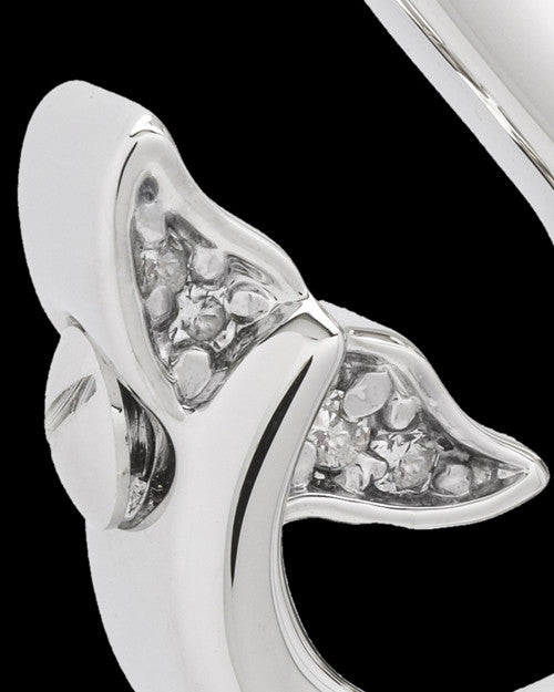 Sterling Silver Jeweled Whale's Tail Cremation Pendant