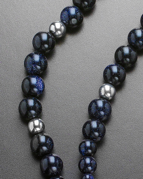 Lotus Dark Bead Necklace with Stainless Heart Engraving