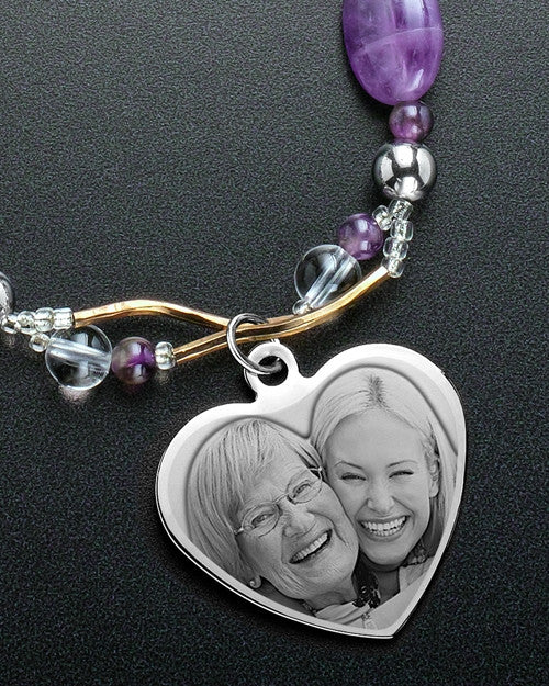 Elsie Necklace Purple Beads Heart Keepsake