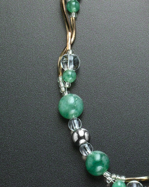 Abel Necklace Green and Picture Heart Stainless Steel