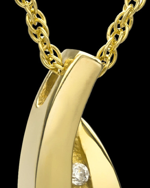 Remembrance Pendant 14K Gold Morning Leaves Keepsake