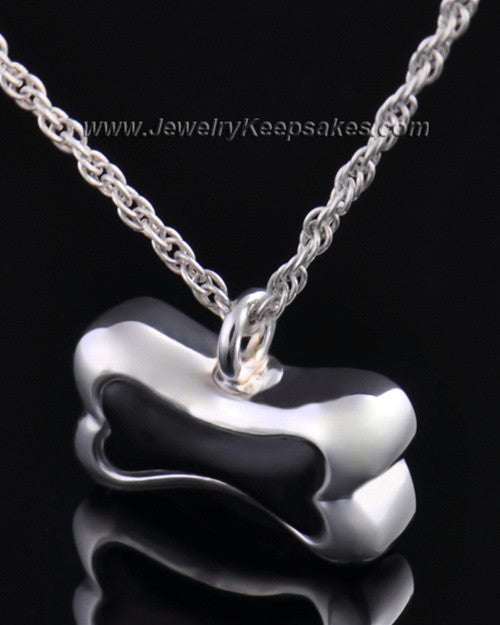 Pet Ash Urn Pendant Sterling Silver Black Bone