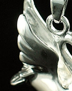 Cremation Urn Necklace 14K White Gold Swan