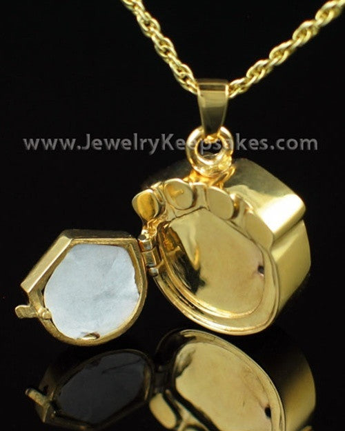 Cremation Pet Locket Gold Vermeil Photo Paw Keepsake