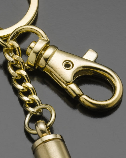 Keepsake Jewelry Gold Plated Cylinder with Cross Keychain