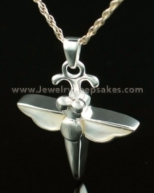 Cremation Necklace 14K White Gold Dewy Dragon Keepsake