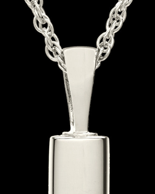 Pet Necklace Urn 14K White Gold Raised Paw Cylinder