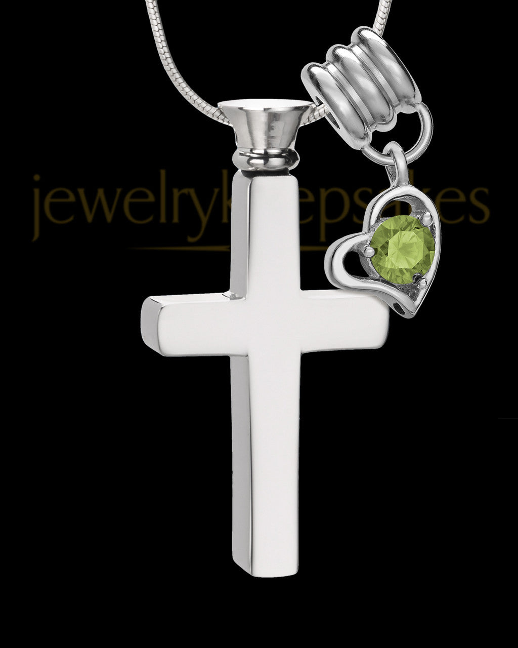 Stainless Cremains Locket August Memorable Cross - Eternity Collection