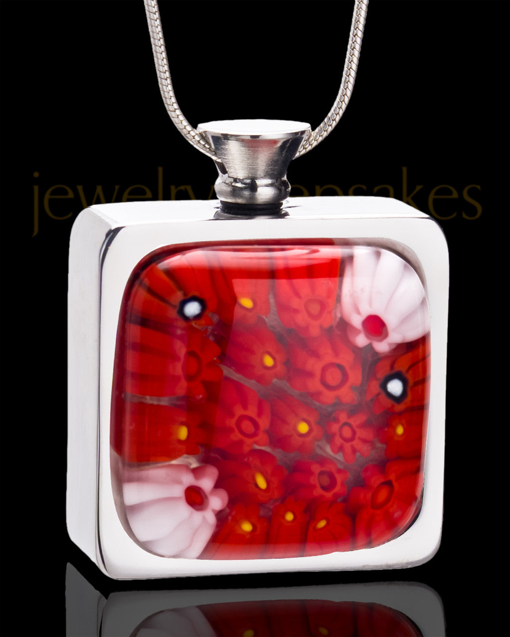 Stainless Steel Scarlet Blooms Keepsake Pendant