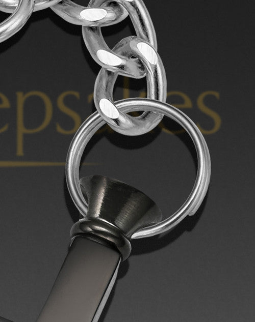 Memorable Cross Stainless Steel Black Plated Cremation Keychain