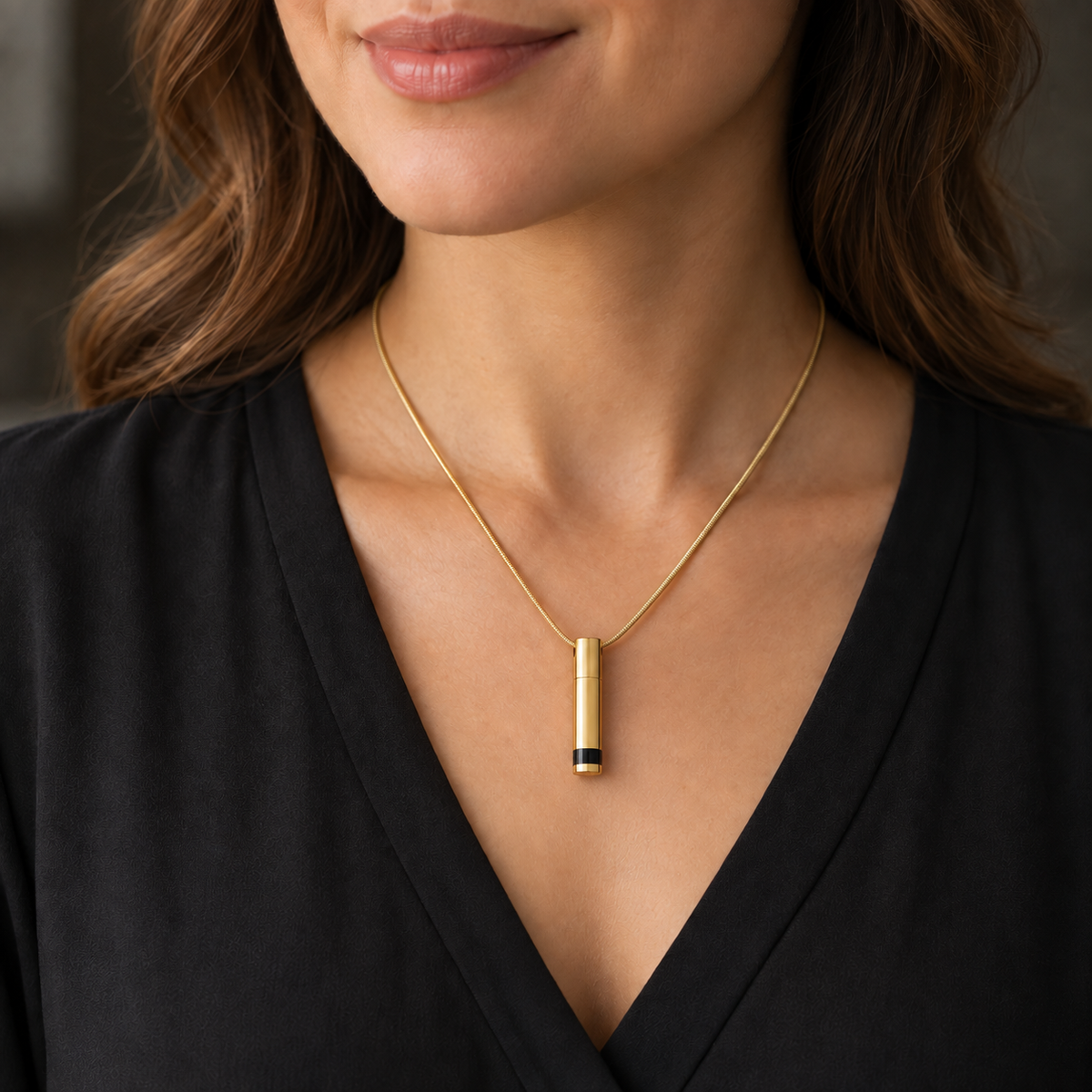Cremains Pendant Gold Plated Courageous Cylinder - Eternity Collection