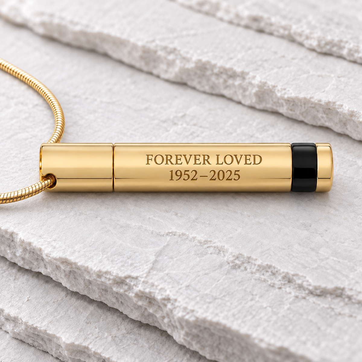 Cremains Pendant Gold Plated Courageous Cylinder - Eternity Collection