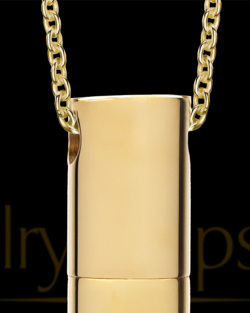 Men's Gold Plated Courageous Cylinder Cremation Pendant