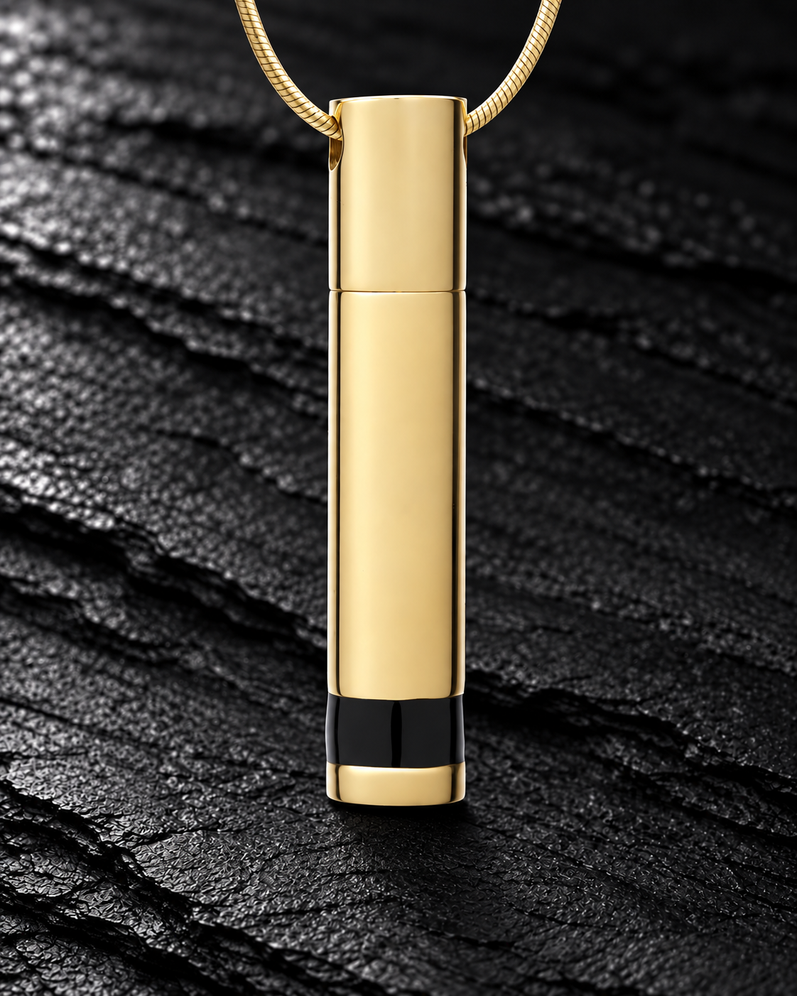 Cremains Pendant Gold Plated Courageous Cylinder - Eternity Collection