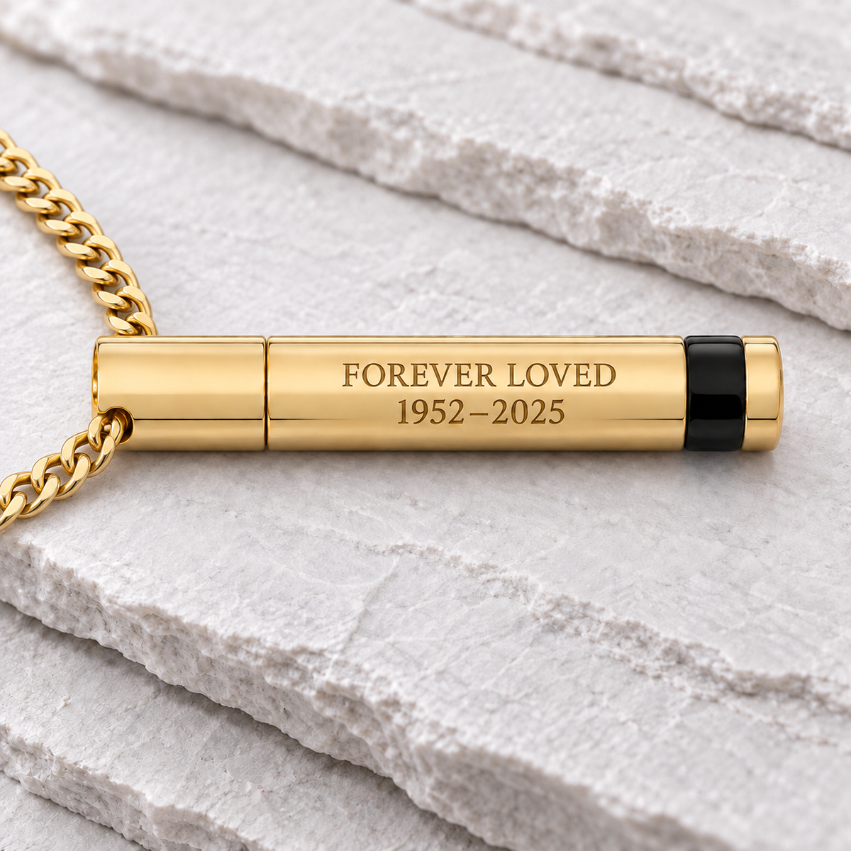 Men's Gold Plated Courageous Cylinder Cremation Pendant