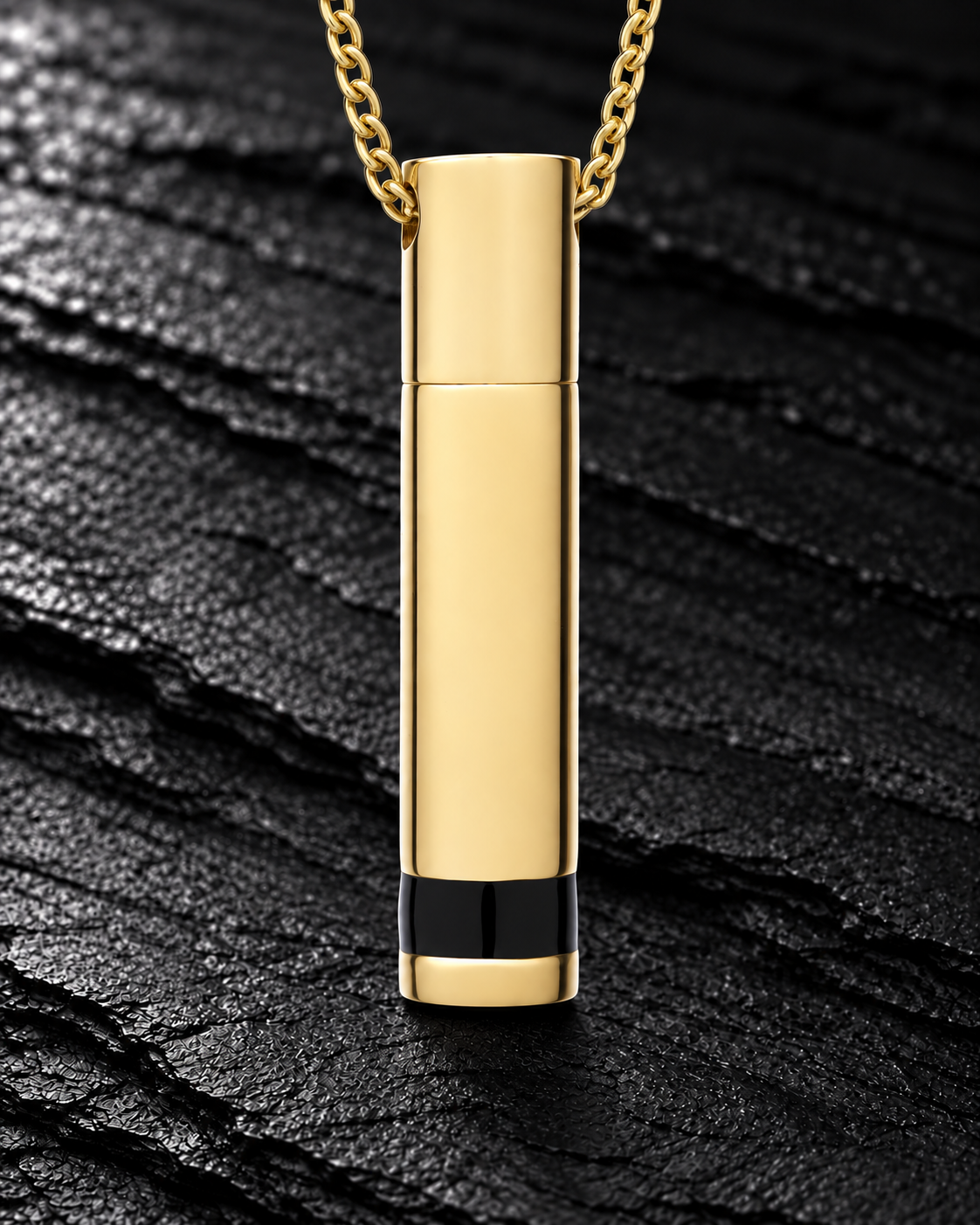 Men's Gold Plated Courageous Cylinder Cremation Pendant