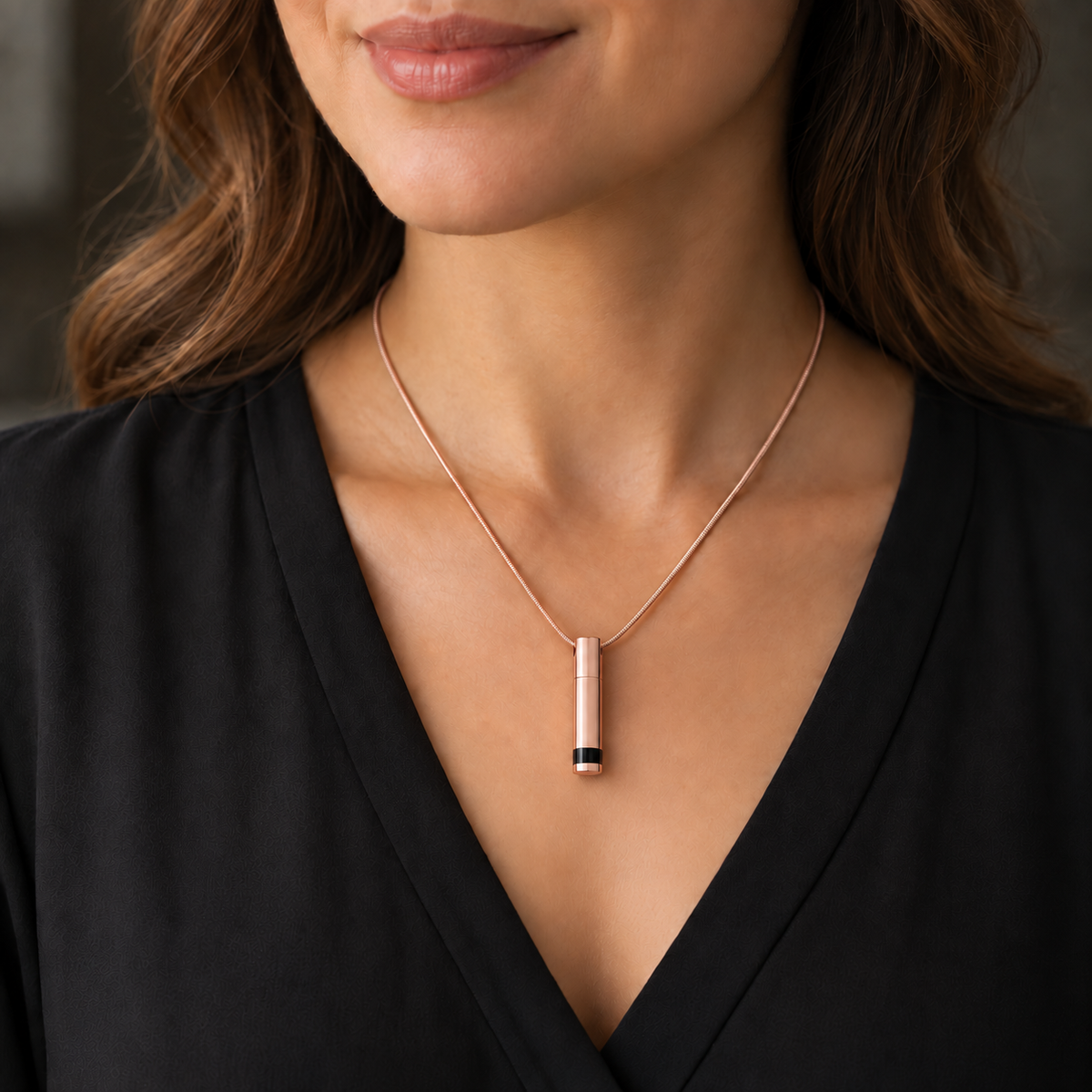Cremains Pendant Courageous Rose Gold Plated Cylinder