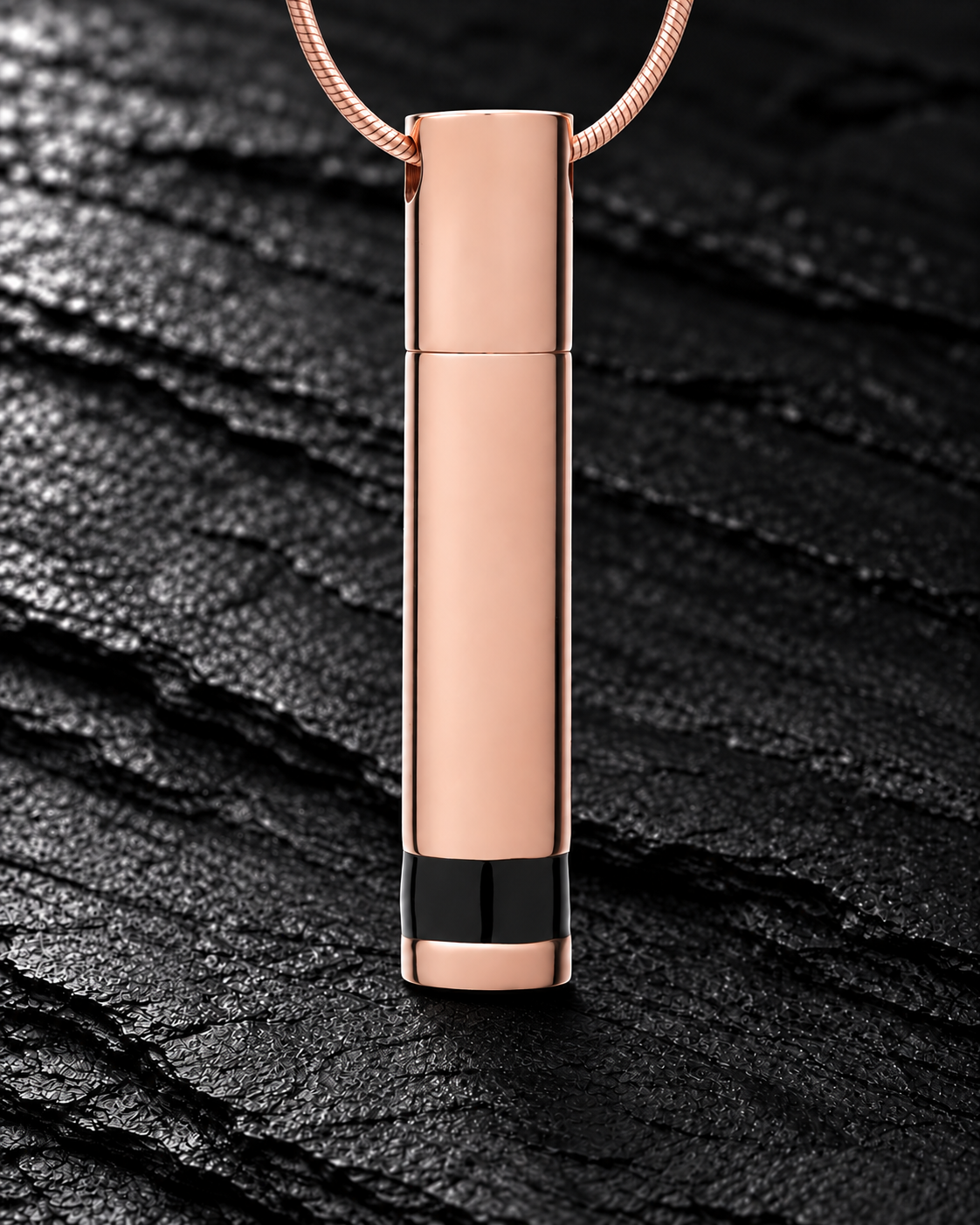 Cremains Pendant Courageous Rose Gold Plated Cylinder