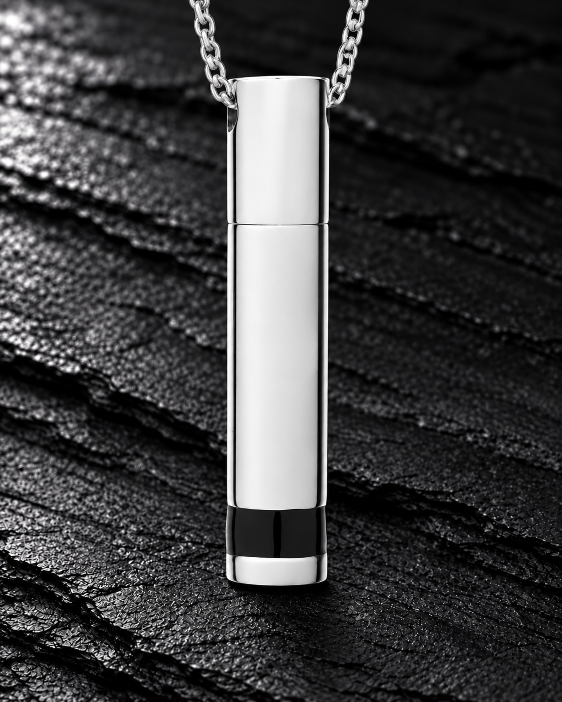 Men's Stainless Courageous Cylinder Cremation Pendant