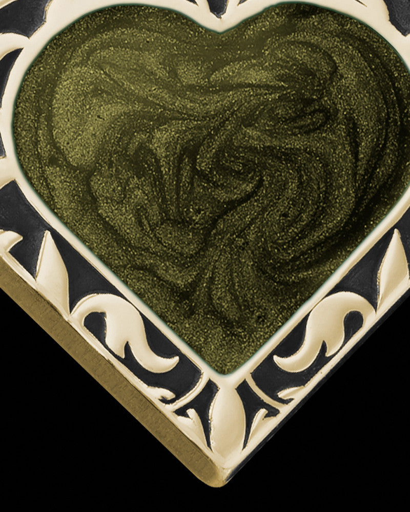 Burning Heart Gold with Spruce Ash Jewelry