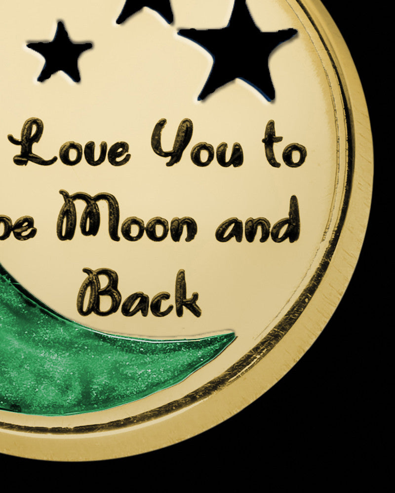 Solid 14K Gold Moon and Back with Olive Ash Jewelry