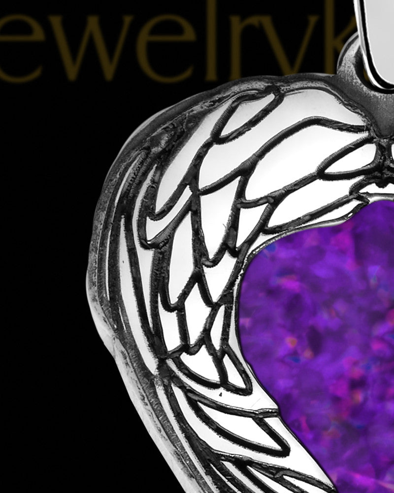Heart In Flight Silver with Orchid Pearl Opal Ash Jewelry