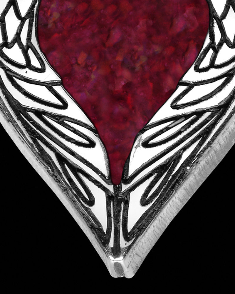 Solid 14K White Gold Heart In Flight with Garnet Pearl Opal Ash Jewelry