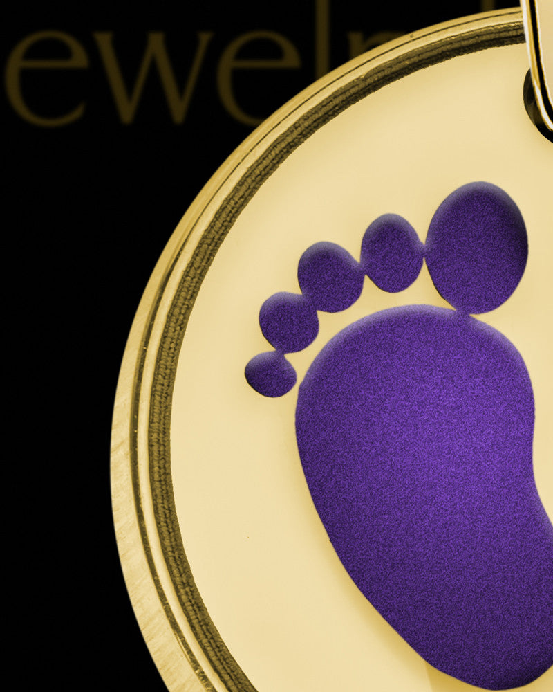 Tiny Toes Round Gold Plated with Orchid Ash Jewelry
