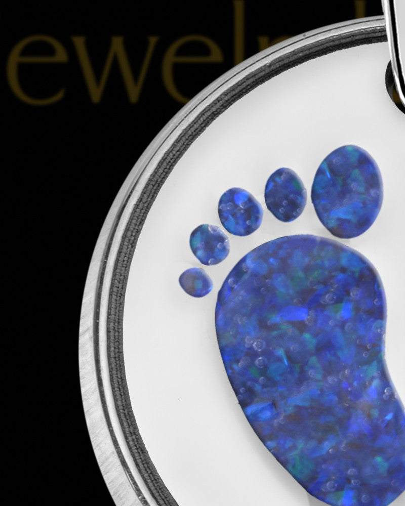 Tiny Toes Round Silver with Ocean Tide Opal Ash Jewelry