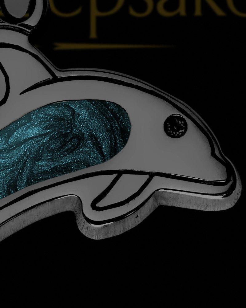 Dainty Dolphin Black Finish with Teal Ash Jewelry