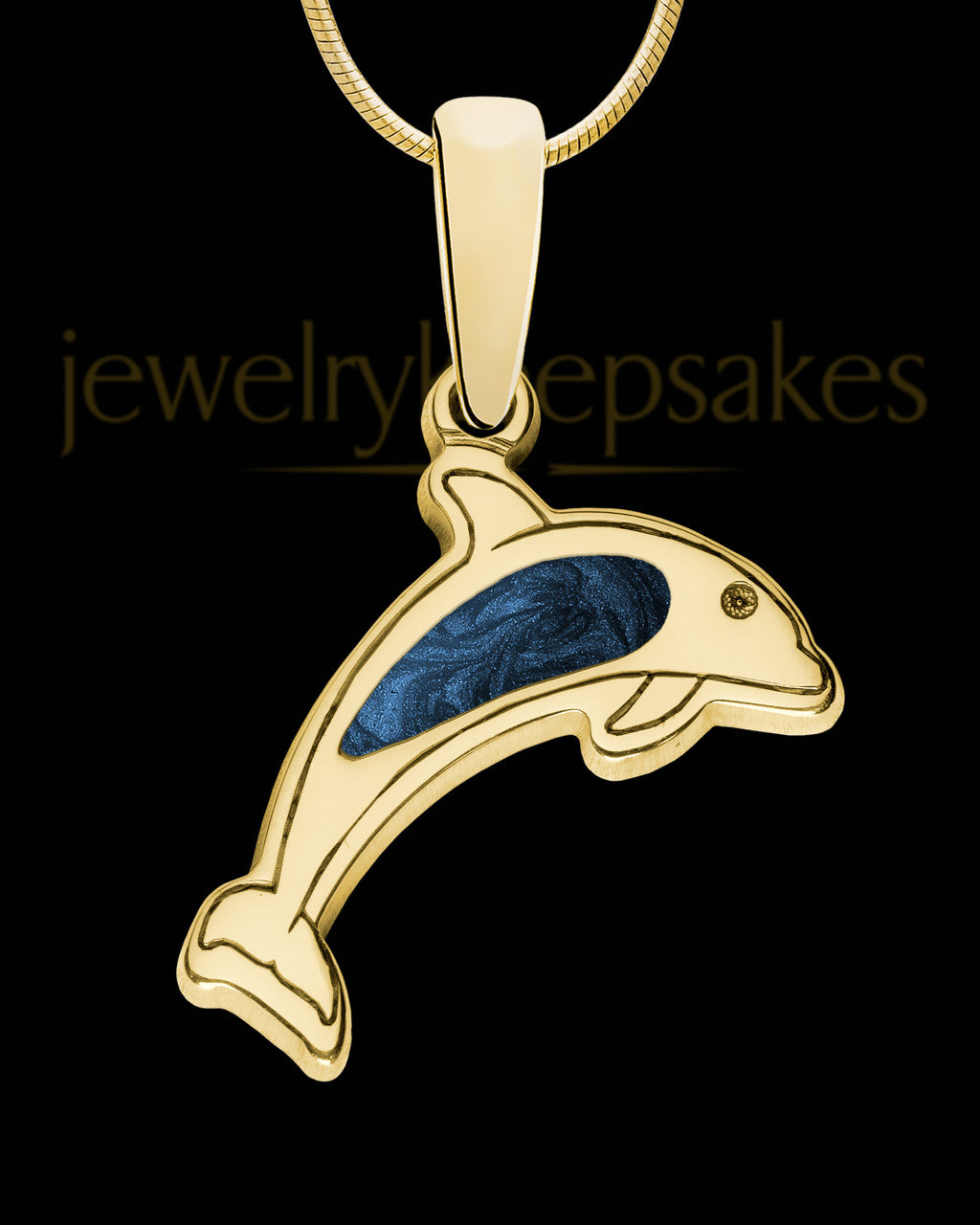 Solid 14K Gold Dainty Dolphin with Indigo Ash Jewelry