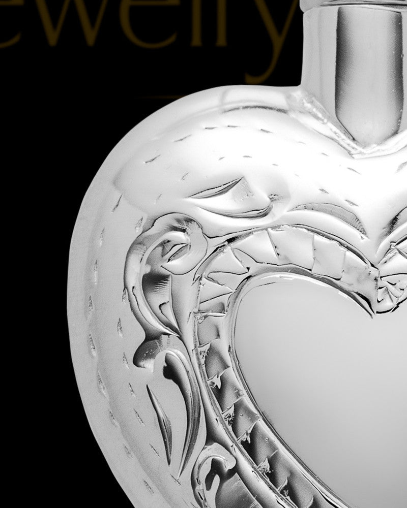Cremation Remains Jewelry Etched Double 14k White Gold Heart