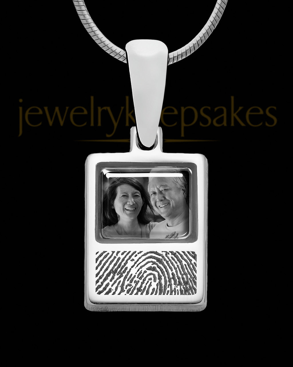 Sterling Silver Photo Rectangle Thumbprint Pendant