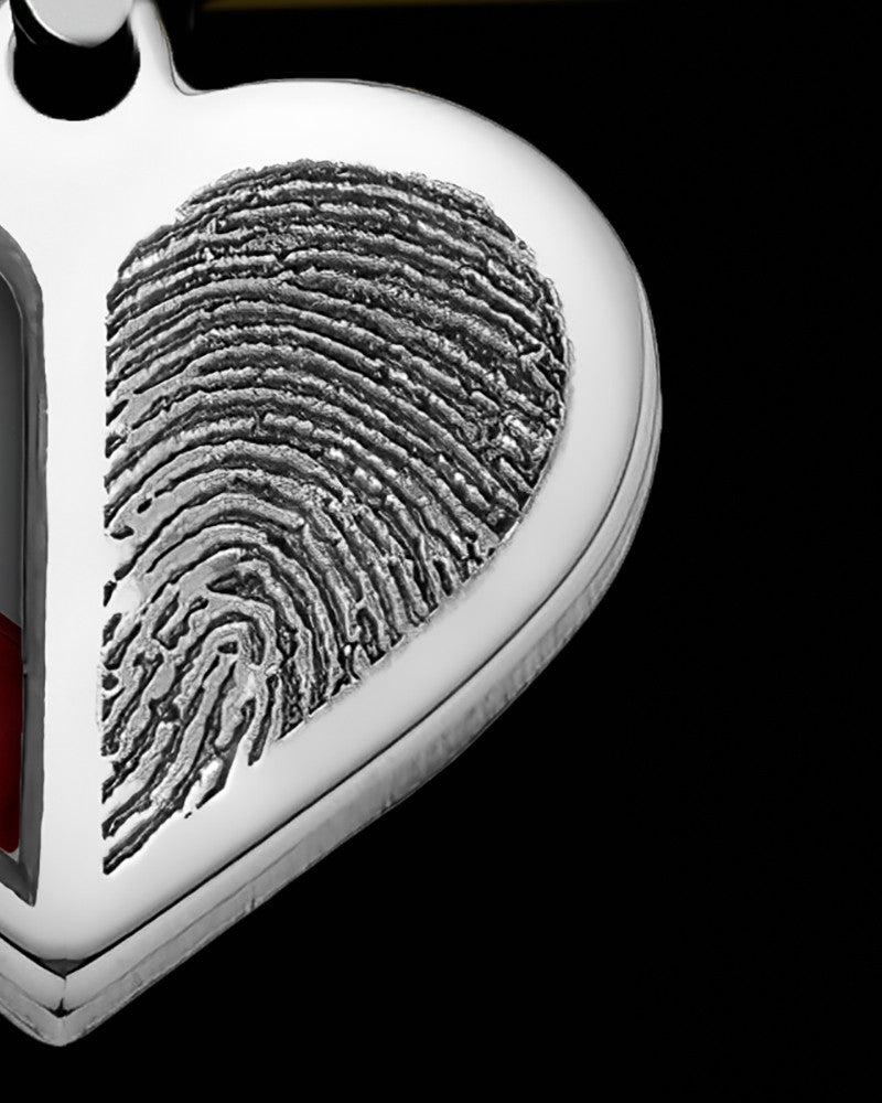 Sterling Silver Photo Split Heart Thumbprint Pendant