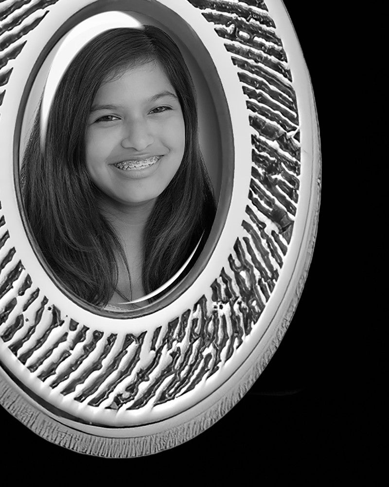 Sterling Silver Photo Oval Thumbprint Pendant