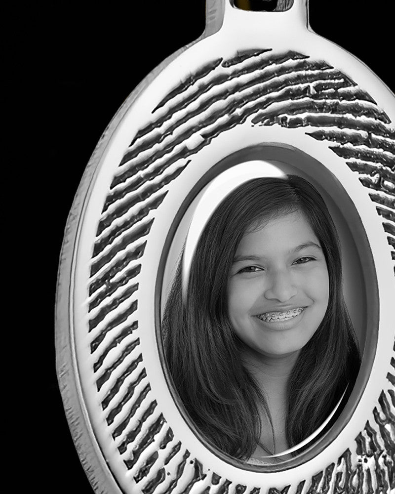 Sterling Silver Photo Oval Thumbprint Pendant