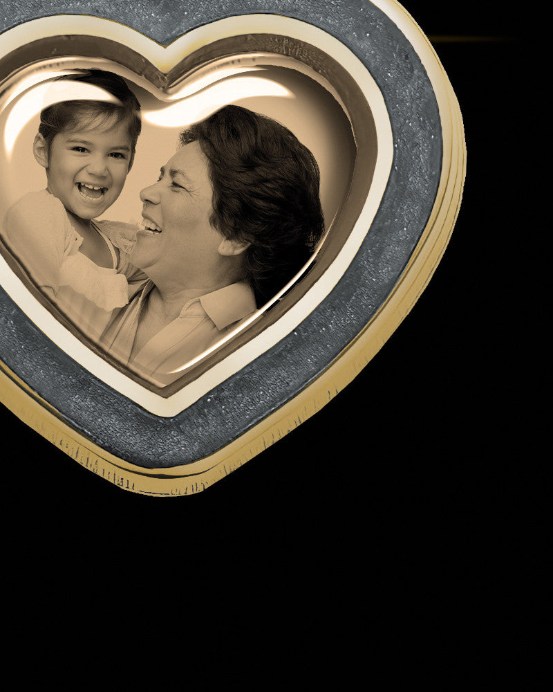 14K Gold Photo Heart with Graphite Ash Jewelry