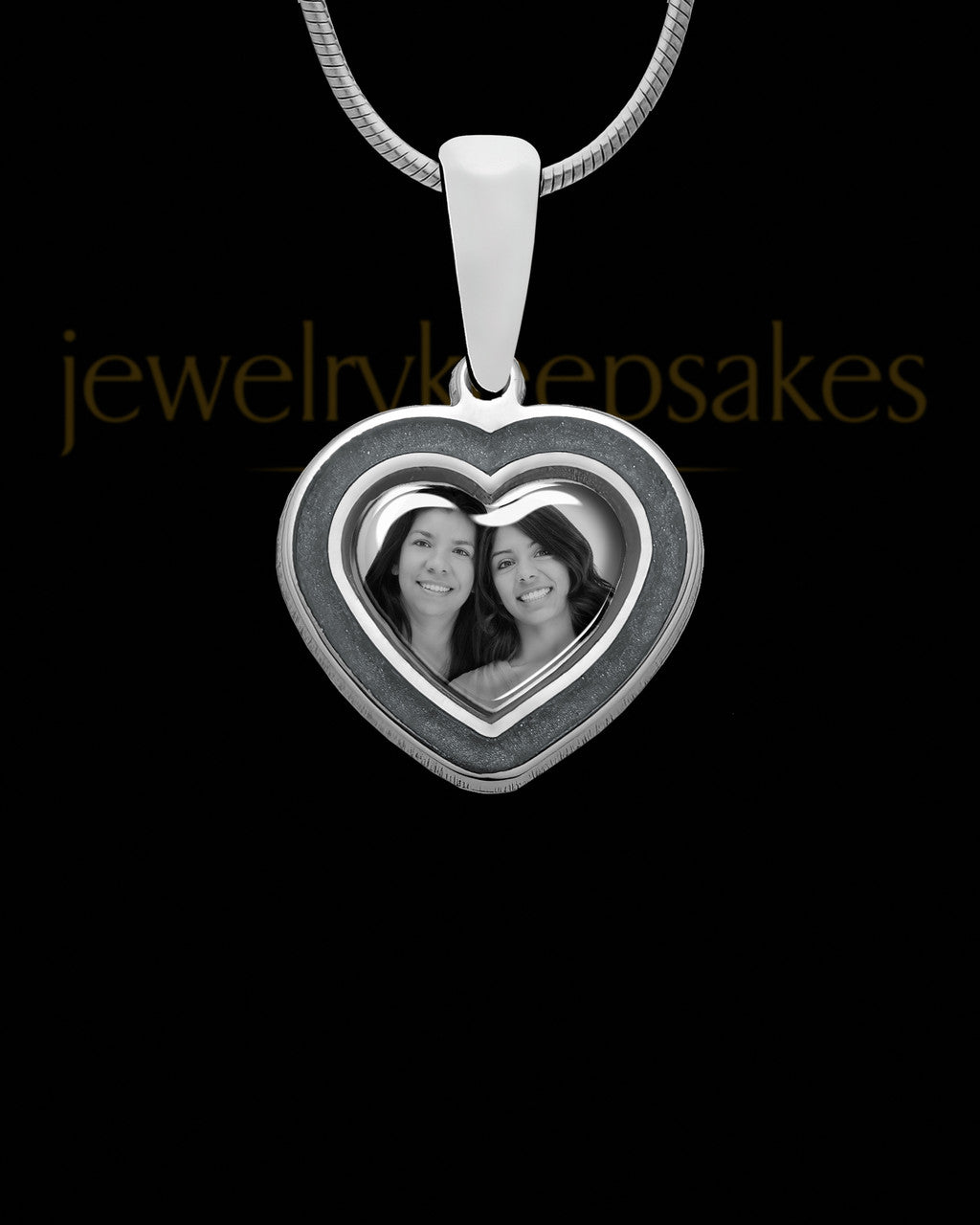 Sterling Silver Photo Heart with Graphite Ash Jewelry