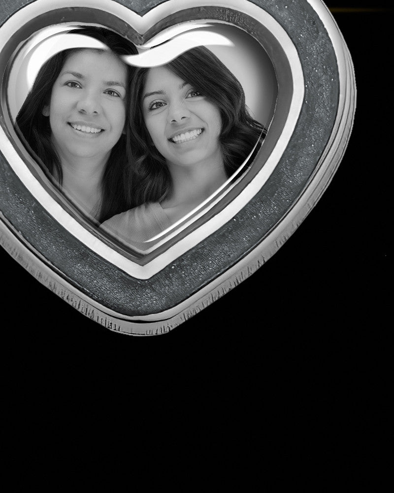 Sterling Silver Photo Heart with Graphite Ash Jewelry