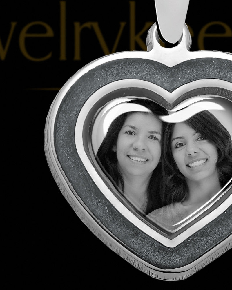 Sterling Silver Photo Heart with Graphite Ash Jewelry