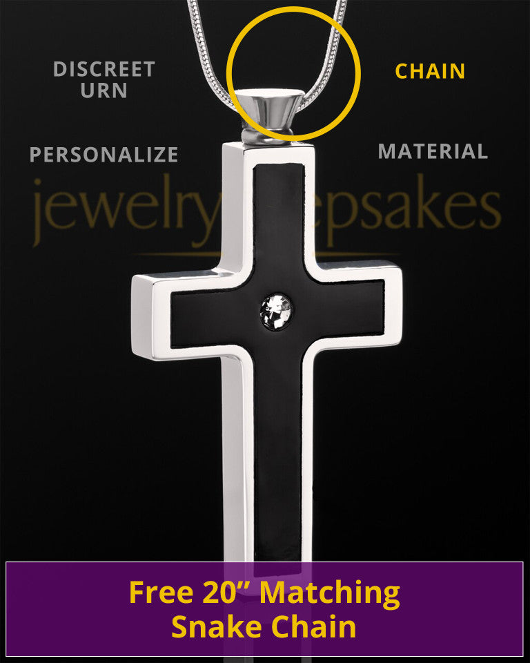 Custom Black Cross Pendant Necklace in Stainless Steel