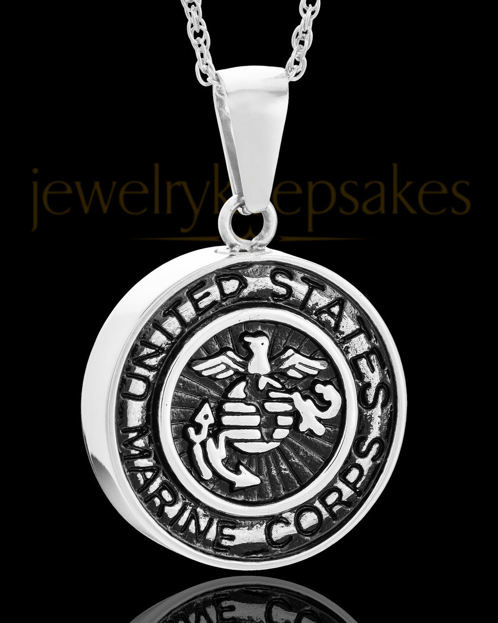 Stainless Military Medallion-Marines Urn Pendant