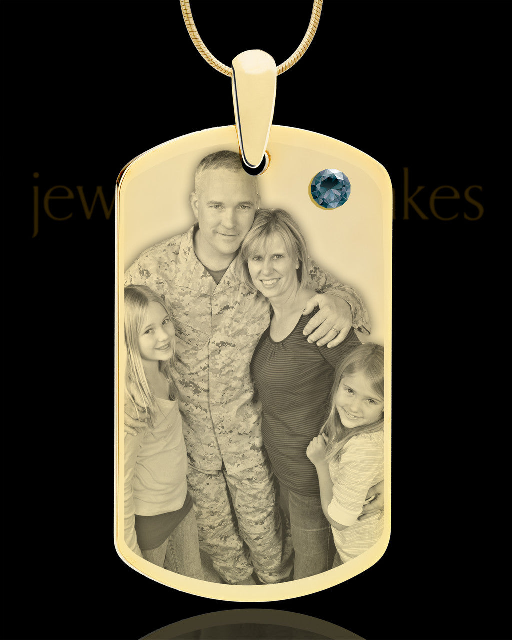 December Gold Dog Tag Photo Pendant