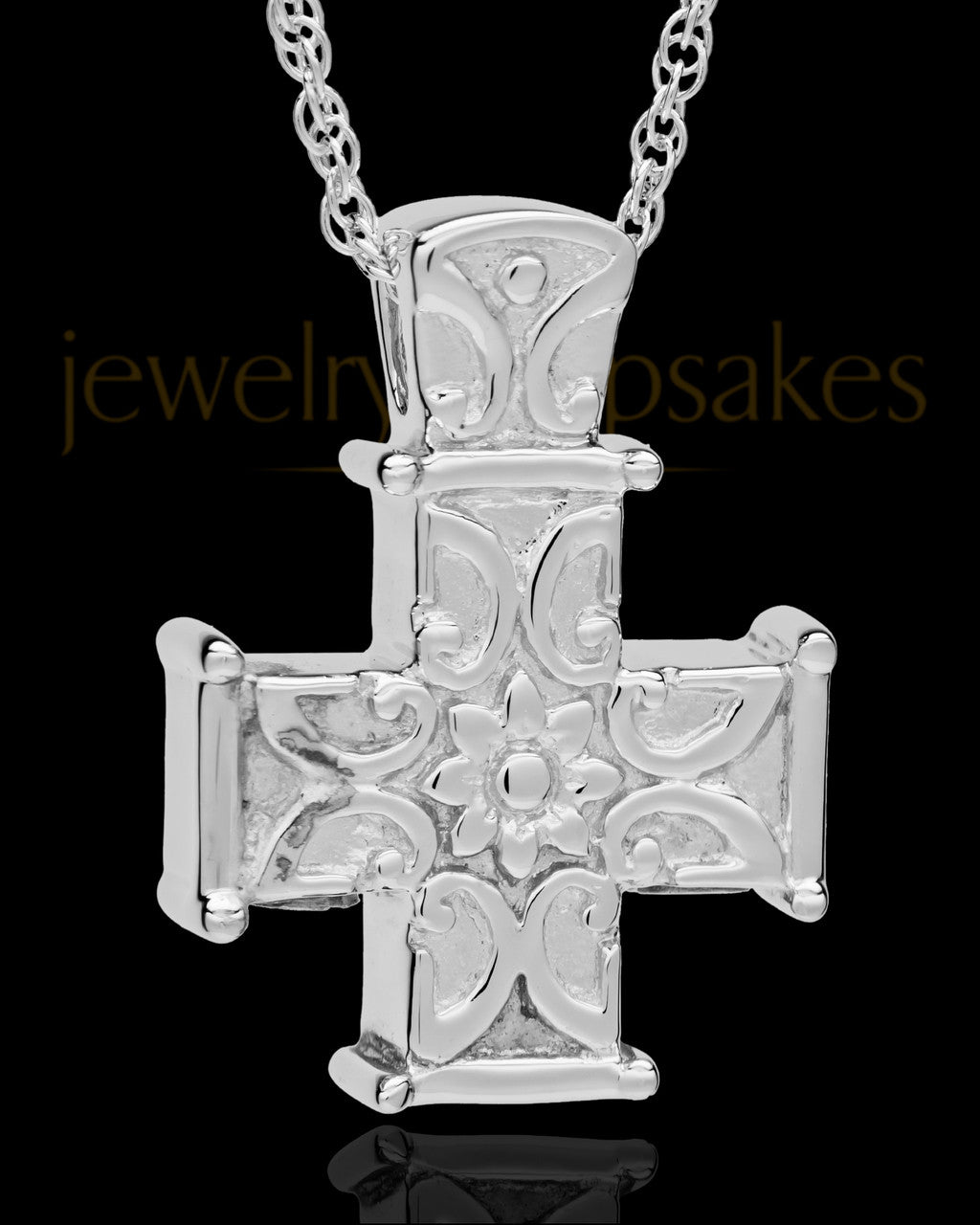 Cremation Locket 14K White Gold Companion Elegant Cross Keepsake